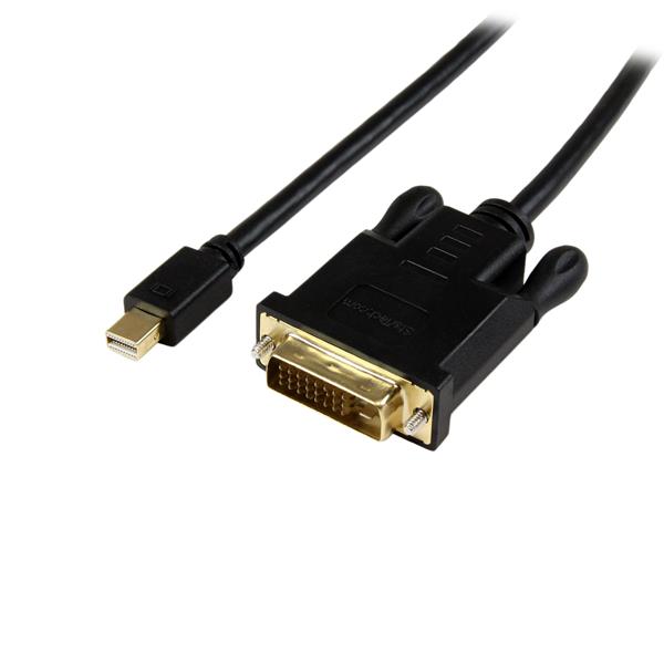 StarTech 6 ft Mini DisplayPort to DVI Active Adapter Converter Cable - mDP to DVI 1920x1200 - Black (MDP2DVIMM6BS) | -Active Mi