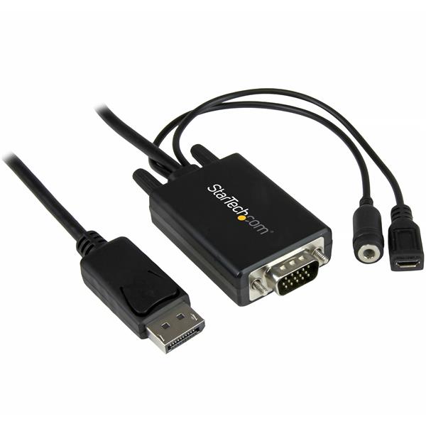 âble adaptateur StarTech DisplayPort vers VGA avec audio - 10 pi (3 m) (DP2VGAAMM3M) | -Créez un environnement de travail sa...