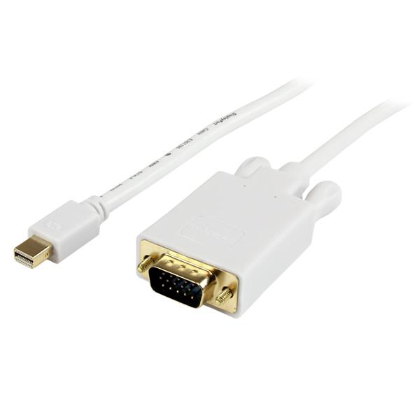StarTech 15 ft Mini DisplayPort to VGA Adapter Converter Cable – mDP to VGA 1920x1200 - White (MDP2VGAMM15W) | -Active Mini Dis