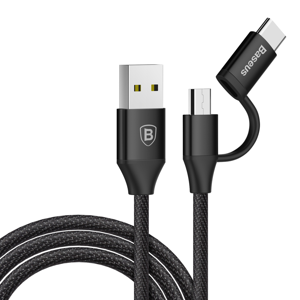 BASEUS Yiven 2-1 Micro USB/Type C Cable, 2A, 1M, Black