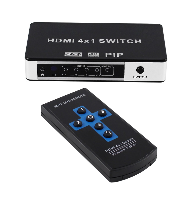 Commutateur iCAN HDMI v1.4 4K 4 ports avec télécommande, avec PIP