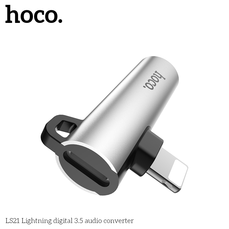 HOCO Adaptateur Lightning pour charger et audio AUX 3,5 mm 2 en 1, argent(Open Box)