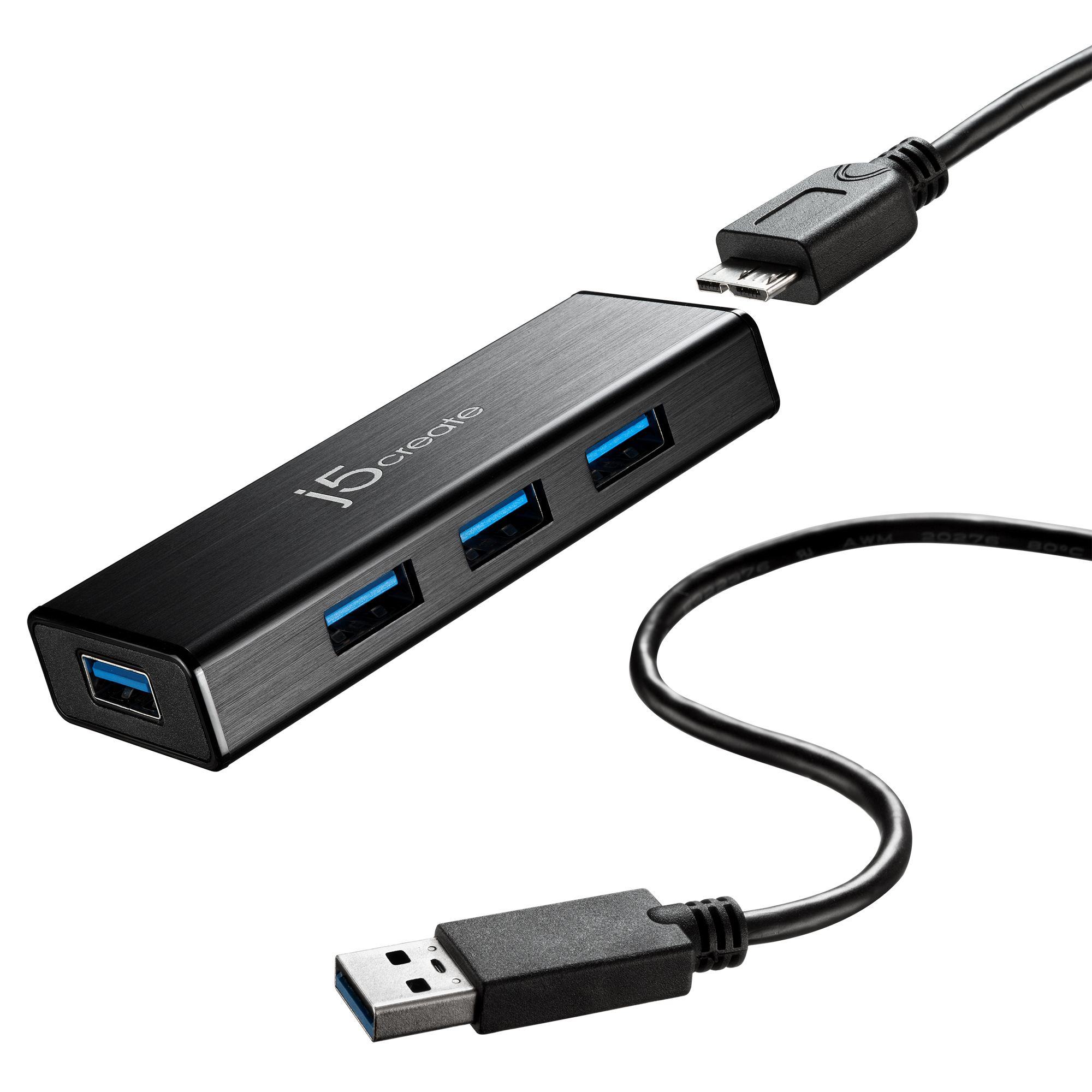 j5create 4-Port USB 3.0 Hub, Power Adapter Included