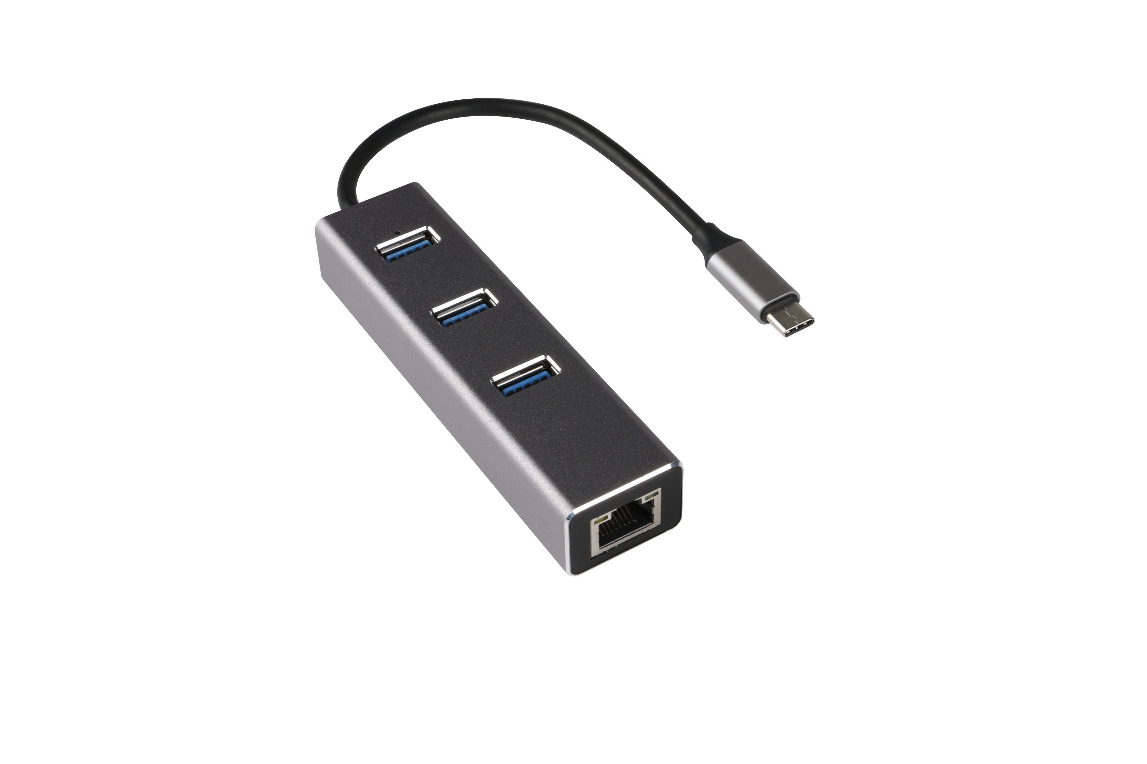 iCAN USB 3.1 Type C to USB 3.0 3-Port + Gigabit Ethernet Aluminum Hub
