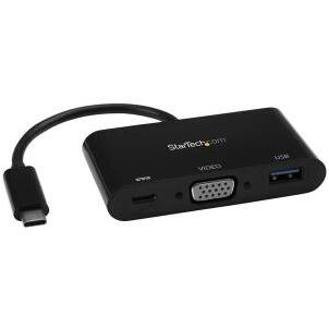 StarTech USB-C to VGA Multifunction Adapter with Power Delivery and USB-A Port - USB Type-C to VGA - USB C Laptop Travel Adapte