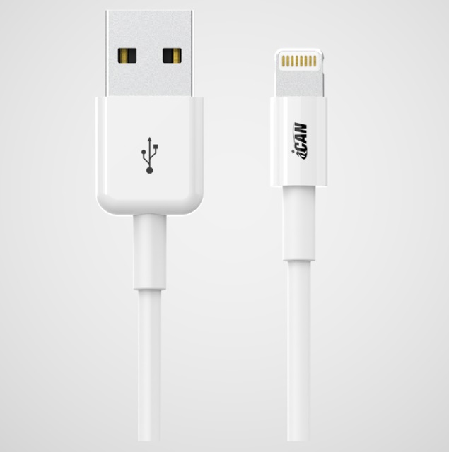 Câble iCAN USB-A 2.0 vers Lightning, Apple MFi, M/M, 6 pieds, blanc