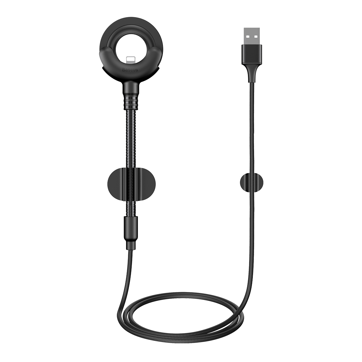 Support de voiture BASEUS O-type avec câble Lightning, 2,1A, 0,8 m, noir