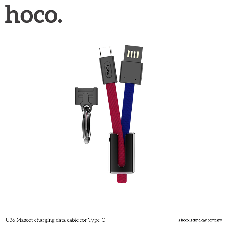 Porte-clés câble HOCO Mascot Type C, 19 cm, rouge et bleu