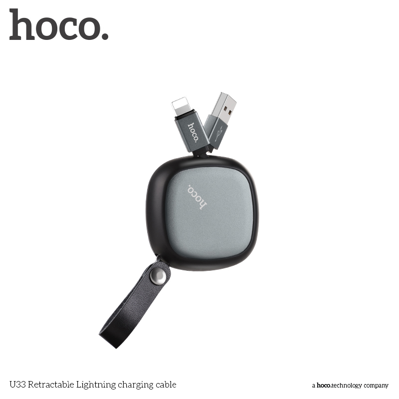 Câble USB rétractable HOCO Lightning, noir (US33)(Open Box)