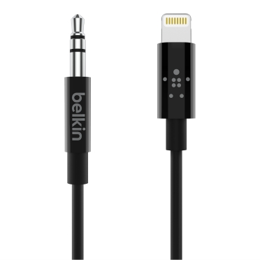 Câble audio BELKIN 3,5 mm avec connecteur Lightning - 6 pi (noir)(Open Box)