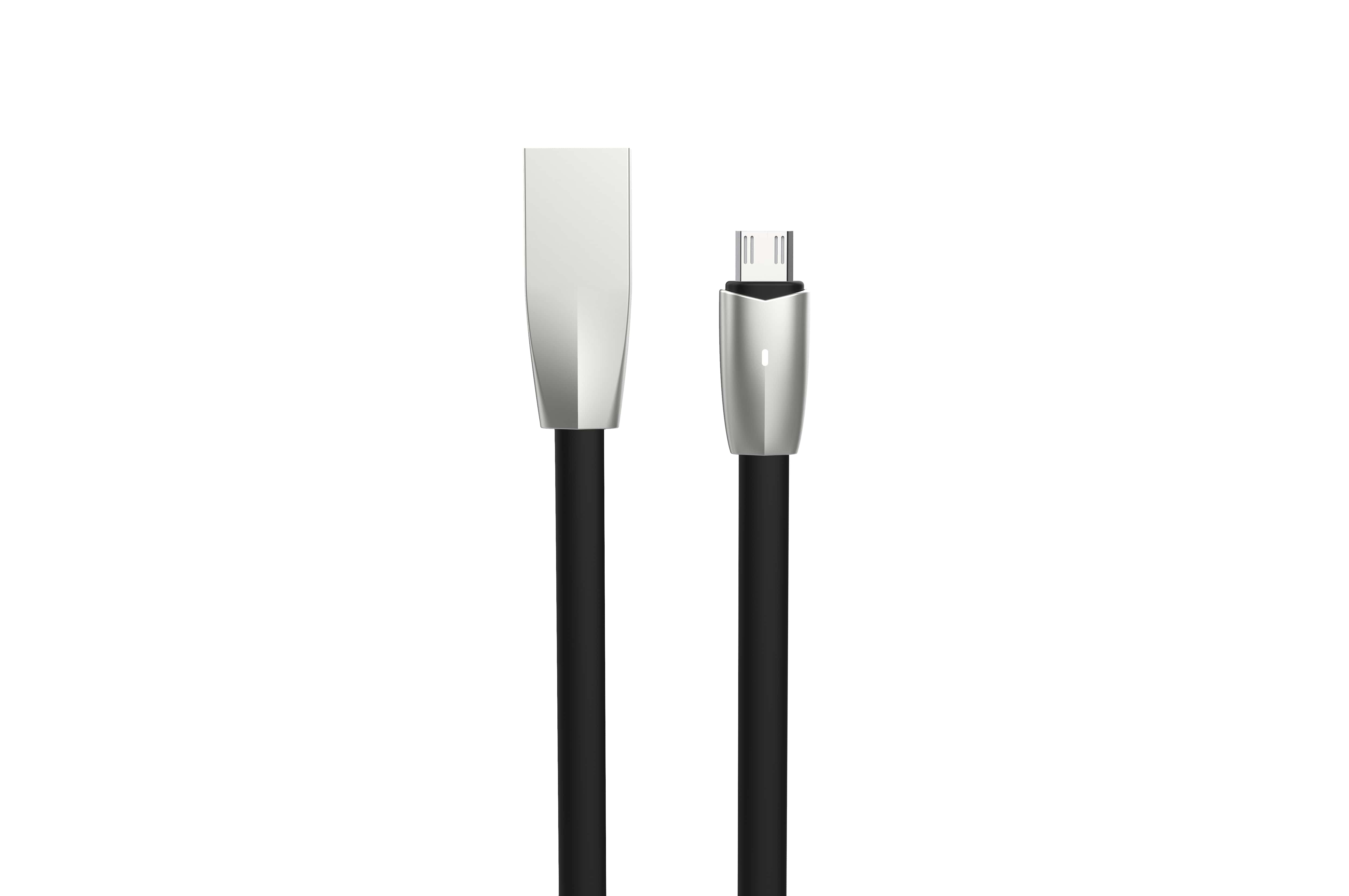 iCAN Câble micro USB, alliage de zinc, indicateur DEL, 2M - Noir