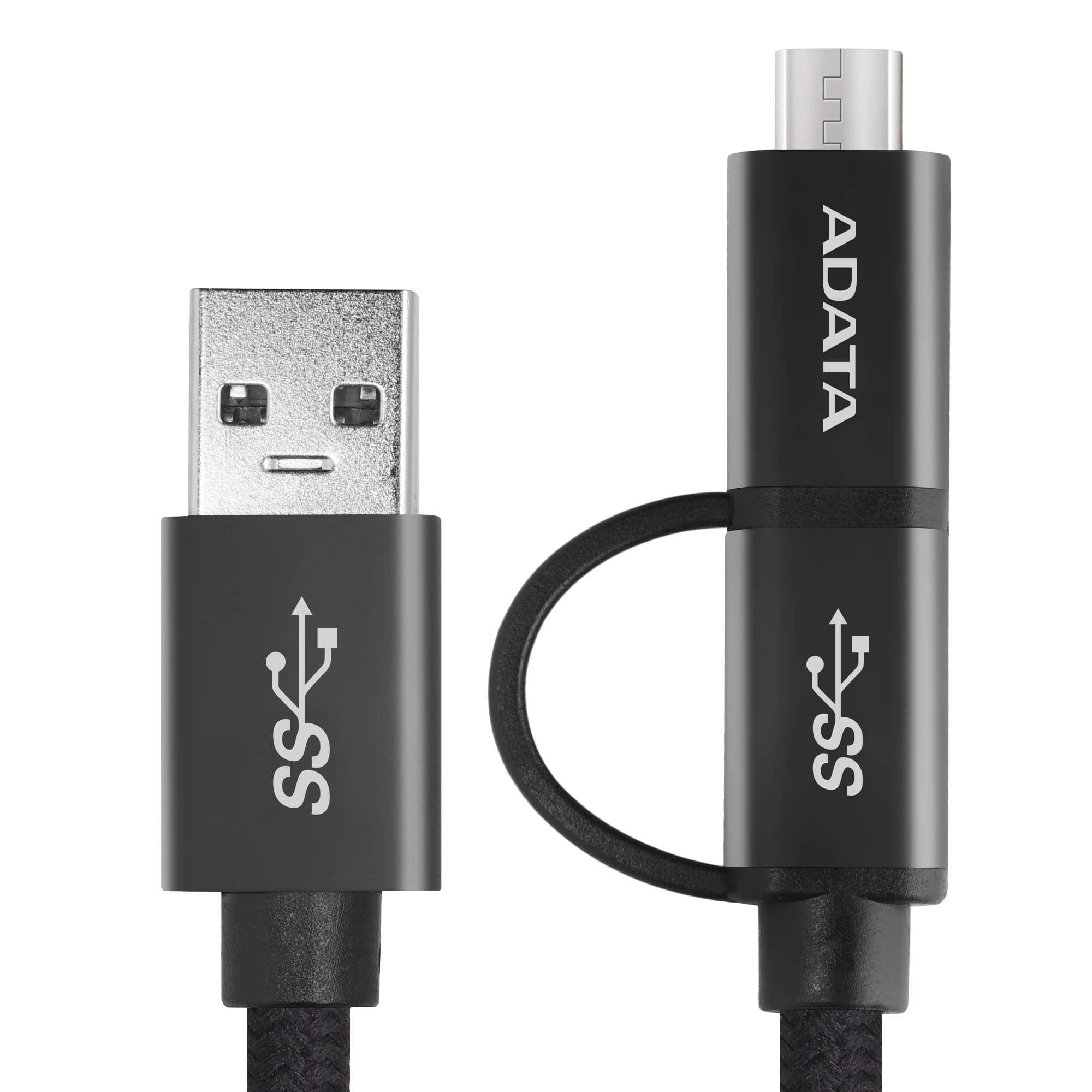 ADATA USB-C/Micro USB 3.1 Cable 2-in-1 3.28 ft - Black