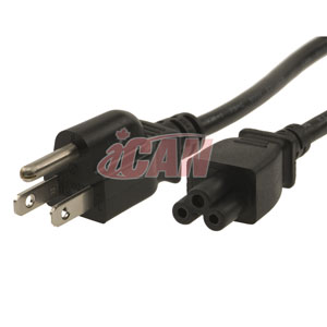 Cordon d'alimentation pour ordinateur portable iCAN, NEMA 5-15P vers IEC 60320 C5, 6 pieds, noir