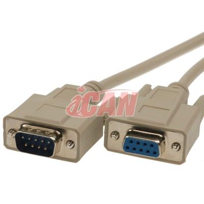iCAN External Computer Serial Cable  (RS232), DB9, Male/Female Extension, Straight-Through  Molded Connectors - 10 ft.(Open ...