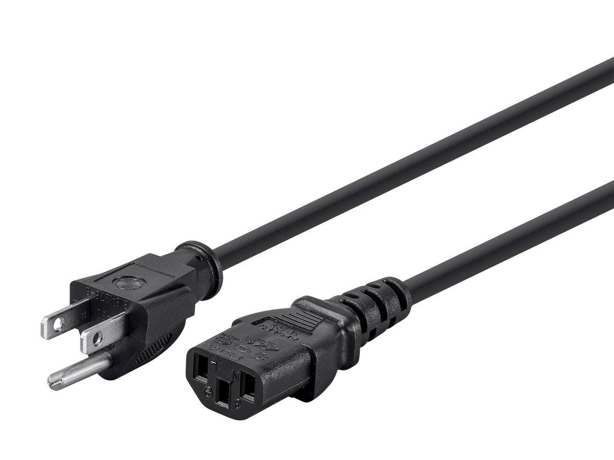 MONOPRICE Cordon d&#39;alimentation - NEMA 5-15P vers IEC 60320, 3 broches, noir, 10 pieds