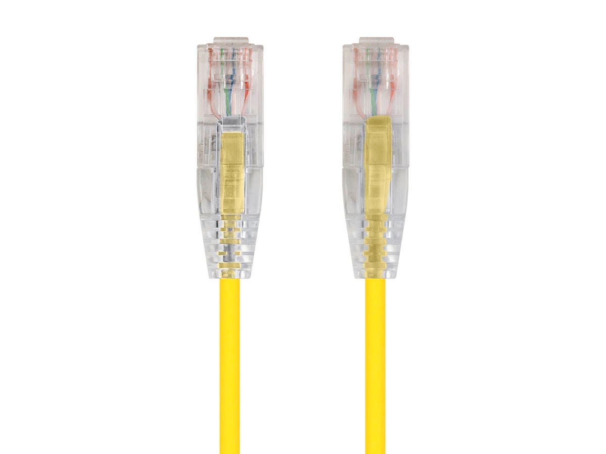 Monoprice SlimRun Cat6 Ethernet Patch Cable, Snagless RJ45, Stranded, 550MHz, UTP, Pure Bare Copper Wire, 28AWG, 1ft, Yellow