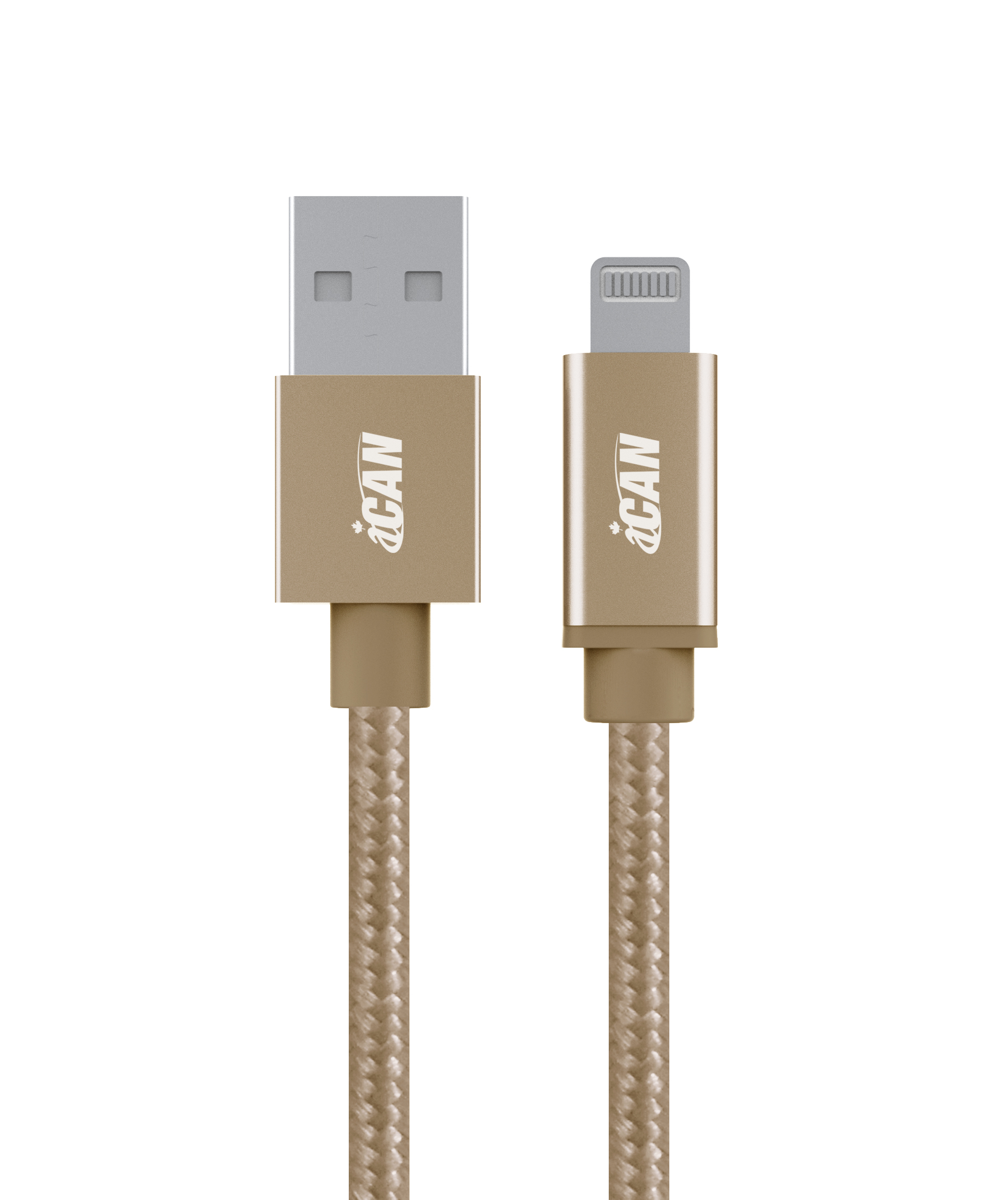 Câble iCAN USB-A 2.0 vers Lightning, Apple MFi, M/M, 6 pieds, or