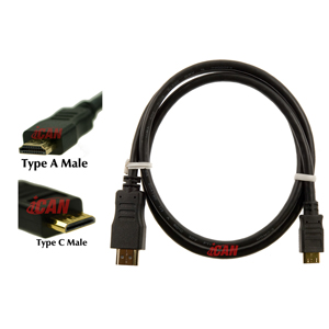 iCAN Mini HDMI Type C to HDMI Type A High-Speed 3D Ethernet 1.4, 15 ft