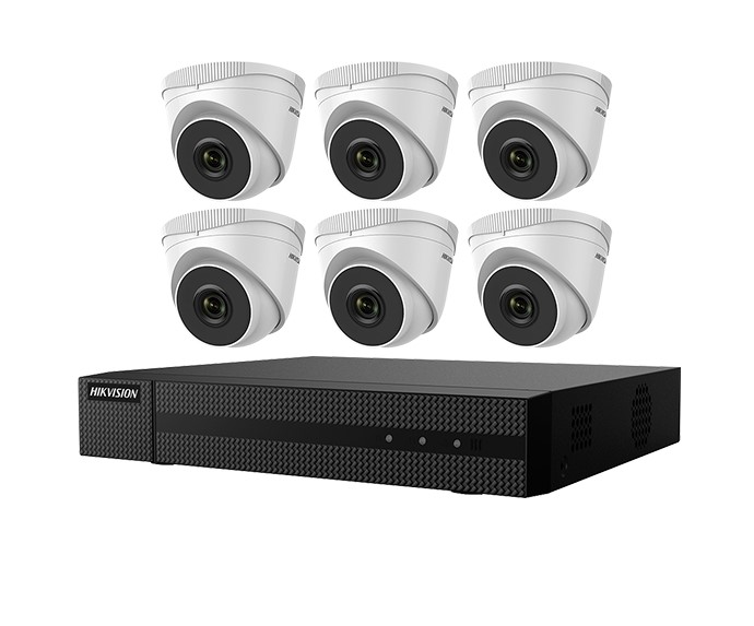 Hikvision (EKI-Q82T26) NVR 8 canaux avec tourelles 2 MP | comprend six tourelles IR extérieures de 2 MP (ECI-T22F2) et un NV...