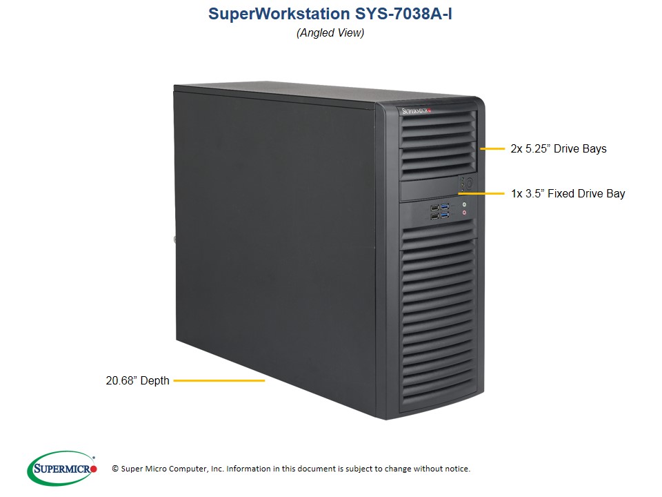 SuperMicro Special Build Dual-CPU Tower Server (7038AIOTO35) | 1x CSE-732D4-903B Chassis, 1x Supermicro X10DAi Board, 2x Intel 