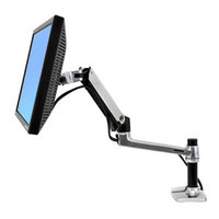 Ergotron LX Desk Mount LCD Arm - Mounting kit (articulating arm, desk clamp mount, grommet mount, extension brackets) for LCD display - aluminum - polished aluminum - screen size: up to 25" (45-241-026)
