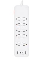 iCAN FL-307SPD4 10 Outlets Surge Protector with 2 USB-A and 2 USB-C Ports, 6ft Cord