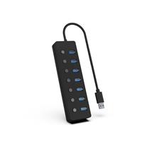 iCAN 7-Port USB 3.0 Hub with Individual Switch and Blue LED Indicator (5Gbps), Black