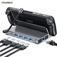 Choetech 6-in-1 USB-C 100W Steam Deck 4K 60Hz Thunderbolt 3 Docking Station, PD+HDMI+USB 3.0*3+RJ45