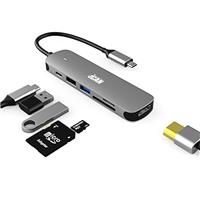 iCAN 6-in-1 USB-C 100W Docking Station | HDMI 4K 30Hz, PD/USB-C Data, USB 3.0, USB 2.0, SD/TF