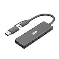 iCAN TC416 4-Port USB 3.0 Ultra Slim Hub with USB-A/C Dual Connectors