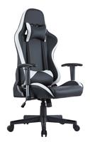 iCAN Ergonomic Gaming Chair, PVC Cover, Shaping Foam + Original Foam,  2D Armrests, 350mm Nylon Base, 60mm PU Caster, Class 4 Gas Lift. Black & White