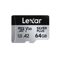 LEXAR SILVER PLUS 64GB microSDXC A2  U3
UHS-I V30, Up to 205MB/s  - Micro SD Card w/ Adapter (LMSSIPL064G-BNANU)