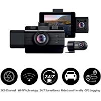 GekoGear Scout Pro Dash Cam | 3-Channel Dashcam (2K Super HD Front View + 1080p Full HD In-Cabin View + 1080p Full HD Rear View) | 24/7 Surveillance with OBD II Power Cable | Wi-Fi for Instant File Sharing | GPS Logging | Supports 256 GB | 32GB MicroSD Card Included (mygekogear)