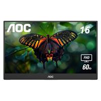 AOC 16" TFT 1920x1080 IPS 60Hz 5ms Ultra Slim 1x Mini HDMI 2x Type-C Portable Monitor, AOC 16T15