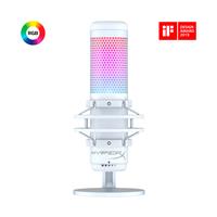 HYPERX QuadCast S RGB USB Condenser Microphone, White | for PC, PS4 and Mac, Anti-Vibration Shock Mount, Four Polar Patterns, Pop Filter, Gain Control, Gaming, Streaming, Podcasts, Twitch, YouTube, Discord HMIQ1S-XX-WT/G