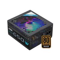 AZZA PSAZ-650W-ARGB, 650W ATX 80 PLUS BRONZE Certified Gaming Power Supply  - 87.96% efficiency under typical load - Intel ATX12V - Single +12V Rail - 120mm ARGB Fan RGB Lighting Effect - 2x 6+2-pin PCI-E Connectors, Protective Features UVP OVP OPP OCP SCP Safety Certifications FCC CE TUV RoHS RCM, EN/FR Bilingual Package