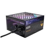 AZZA PSAZ-750W-ARGB, 750W ATX 80 PLUS BRONZE Certified Gaming Power Supply  -86.94% efficiency under typical load -  Intel ATX12V - Single +12V Rail - 120mm ARGB Fan - 2x 6+2-pin PCI-E Connectors, Protective Features UVP OVP OPP OCP SCP,  Safety Certifications FCC CE TUV RoHS RCM, EN/FR Bilingual Package