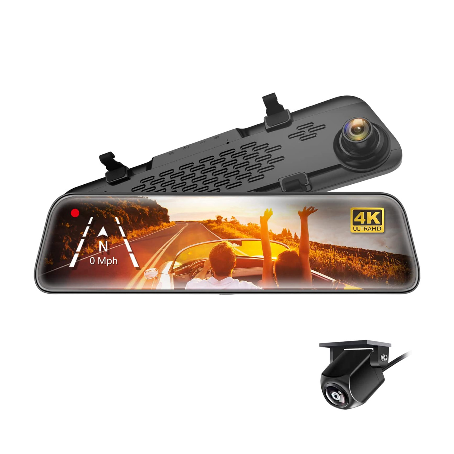 GekoGear Orbit D400 11,8" Caméra de tableau de bord 4K avec rétroviseur avec sauvegarde C