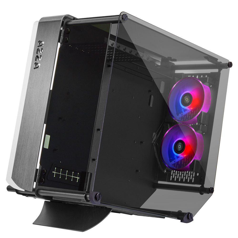 oîtier d^ordinateur de jeu ATX AZZA OPTIMA 803, 4 côtés en verre trempé, plaques en aluminium, divisé en deux côtés pour MB ...