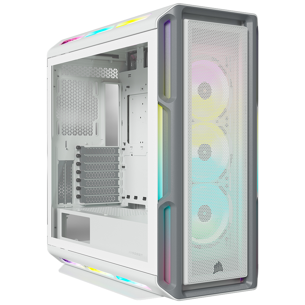 Boîtier intelligent de milieu de tour en verre trempé CORSAIR iCUE 5000T RGB, blanc