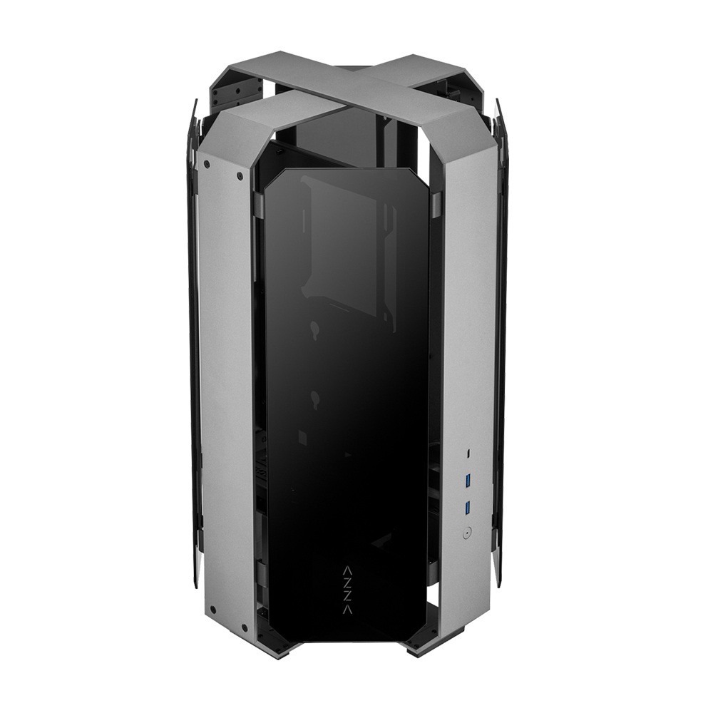 oîtier ATX AZZA Opus 809 - Double Orientation - Aluminium Fraisé CNC - Verre Trempé à 4 Côtés avec Vue à 360 Degrés - Câble ...