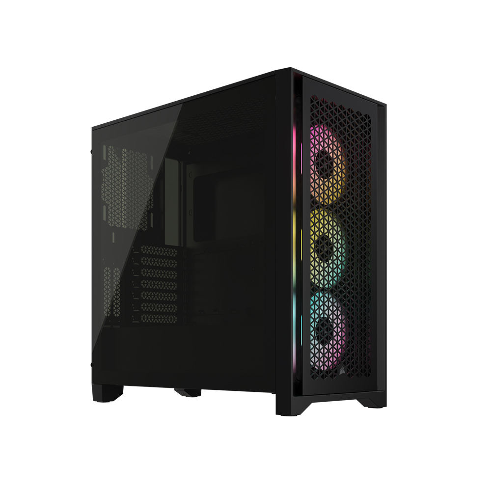 CORSAIR iCUE 4000D RGB Airflow Mid-Tower Case, Black - 3x AF120 RGB ELITE Fans - iCUE Lighting Node PRO Controller - High-Ai...