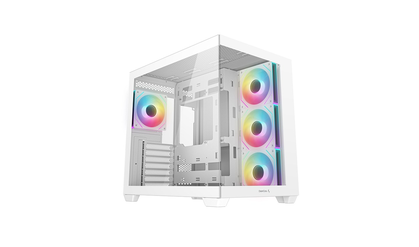 DeepCool CG530 4F WH ATX Panoramic case, White, 4x Pre-installed PWM ARGB fans