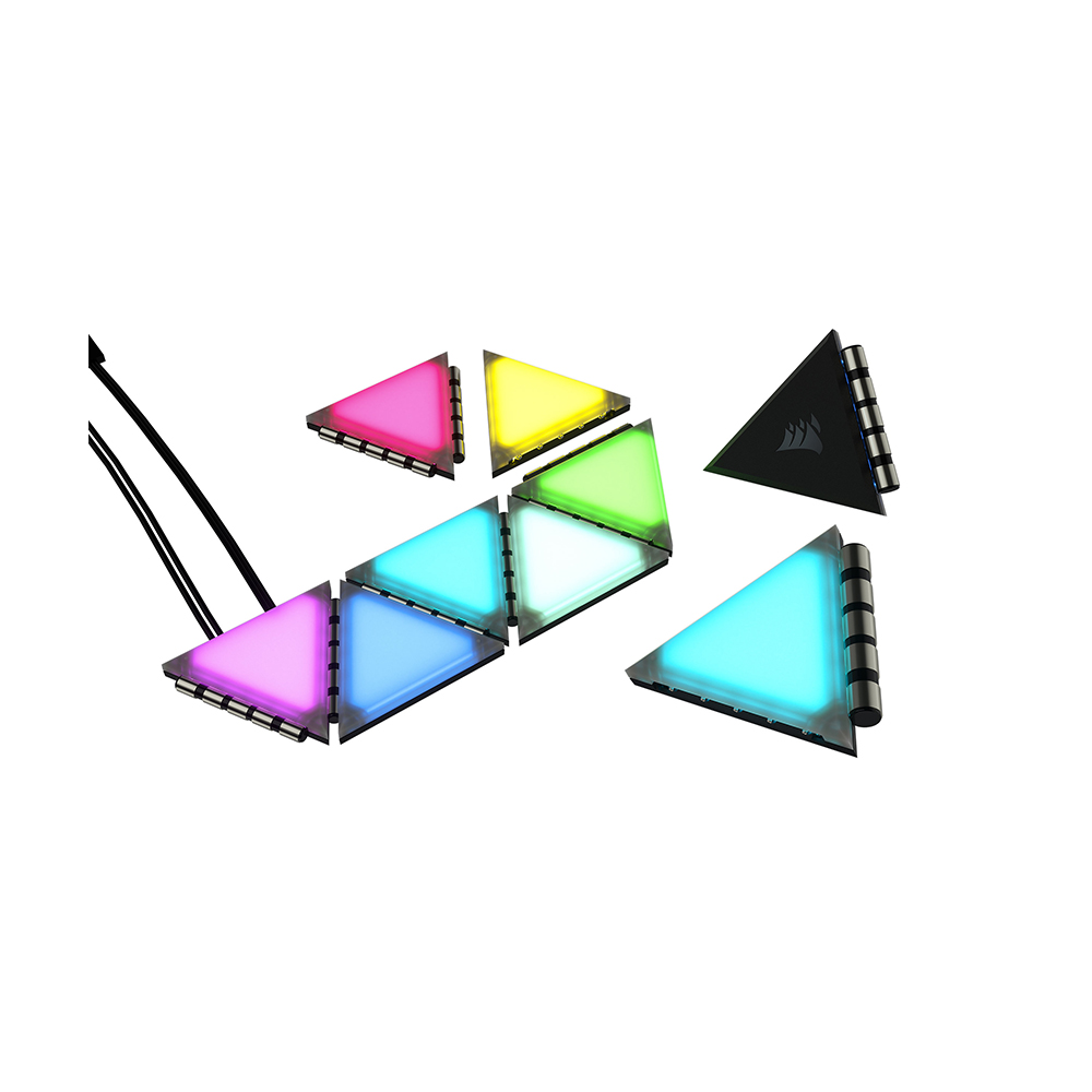CORSAIR iCUE LC100 Case Accent Lighting Panels - Mini Triangle - 9x Tile Starter Kit