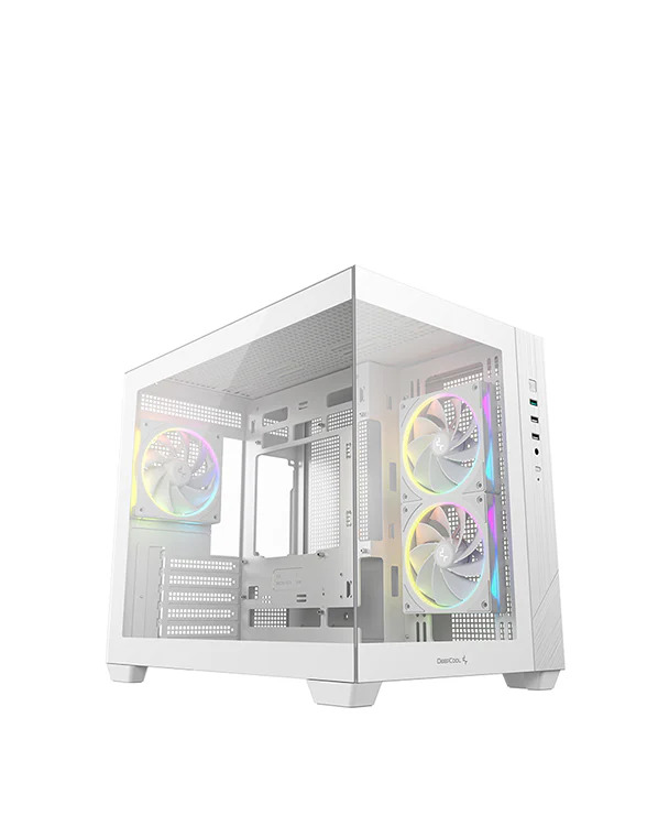 DeepCool CG330 3F WH Micro-ATX Panoramic Case, White