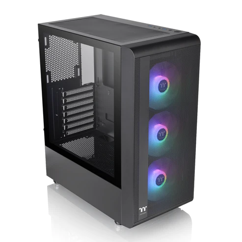 THERMALTAKE S200 TG avec boîtier d'ordinateur avec 4 ventilateurs ARGB Lite, noir