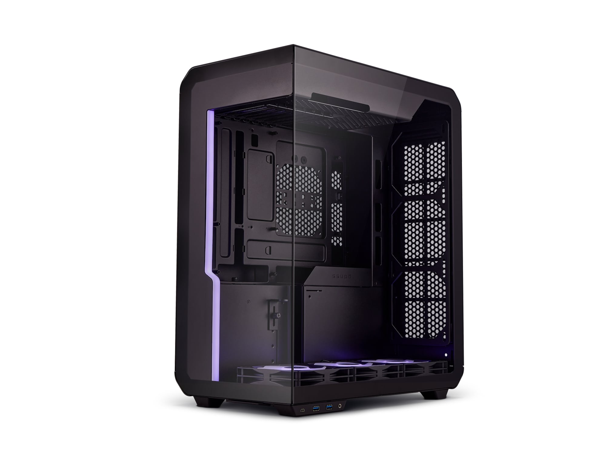SSUPD Xhuttle Boîtier de jeu ATX Mid Tower noir, double chambre, verr