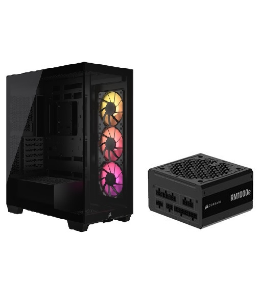 CORSAIR 3500X ARGB Case, Black + RM1000e PSU
