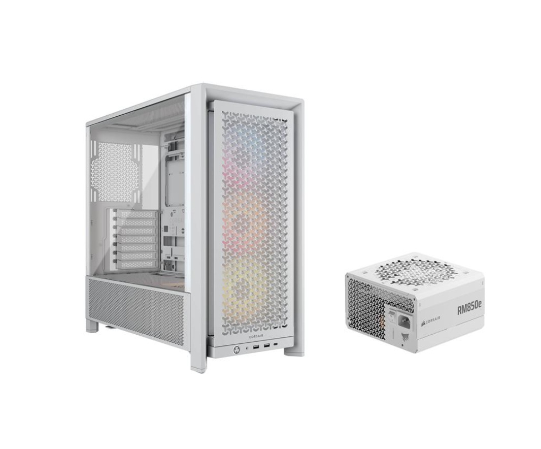 CORSAIR FRAME 4000D RS ARGB Case, White + RM850e White PSU