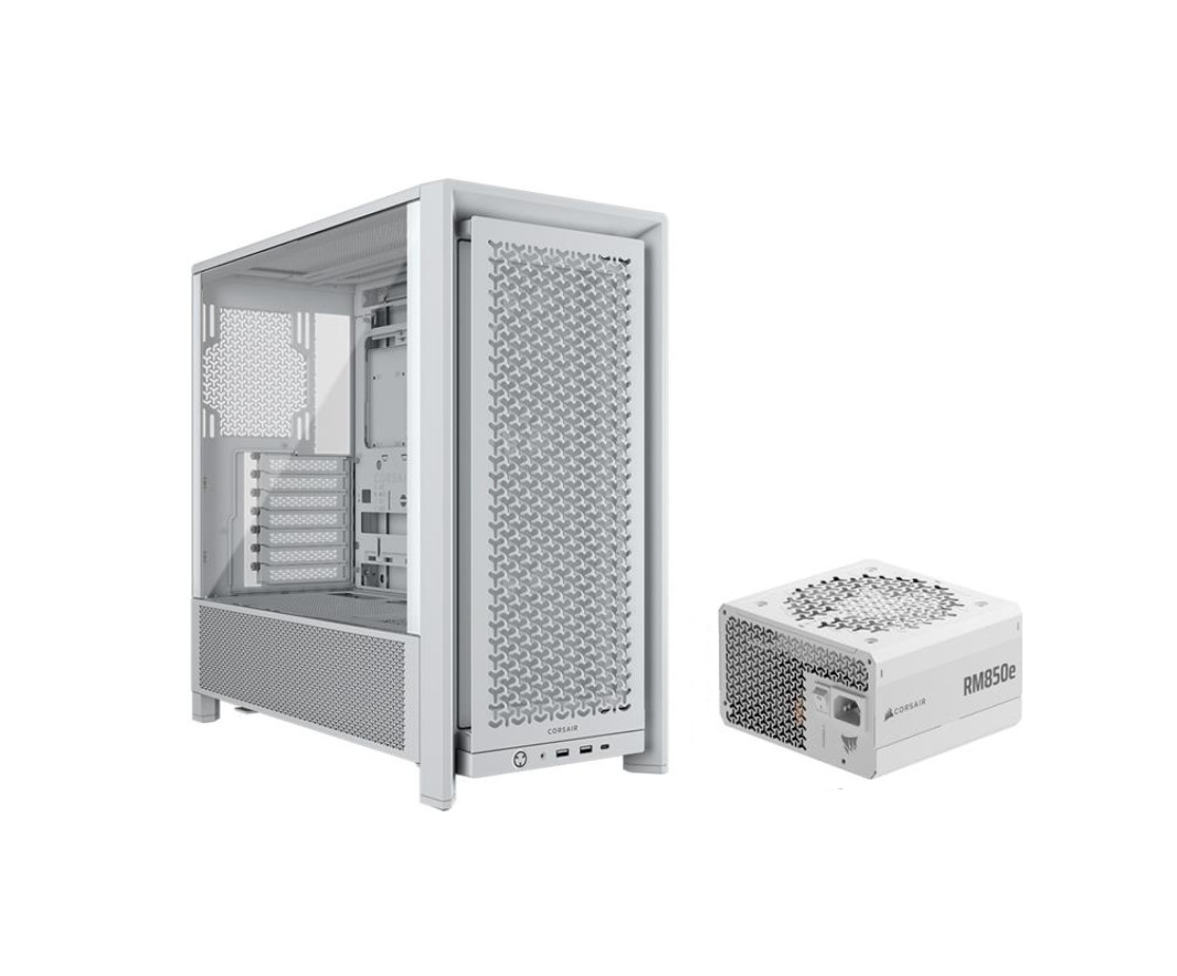 CORSAIR FRAME 4000D RS Case, White + RM850e White PSU